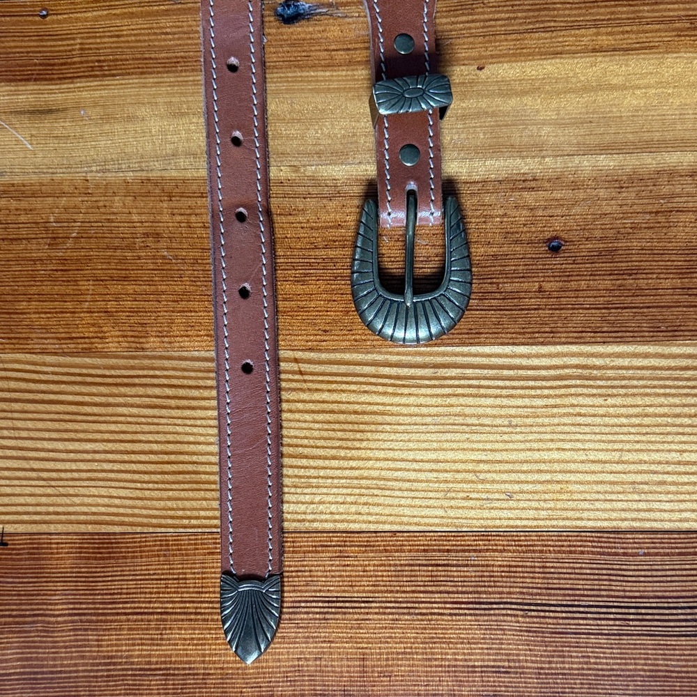 Tecovas Tan Leather Belt with Antique Brass Buckle